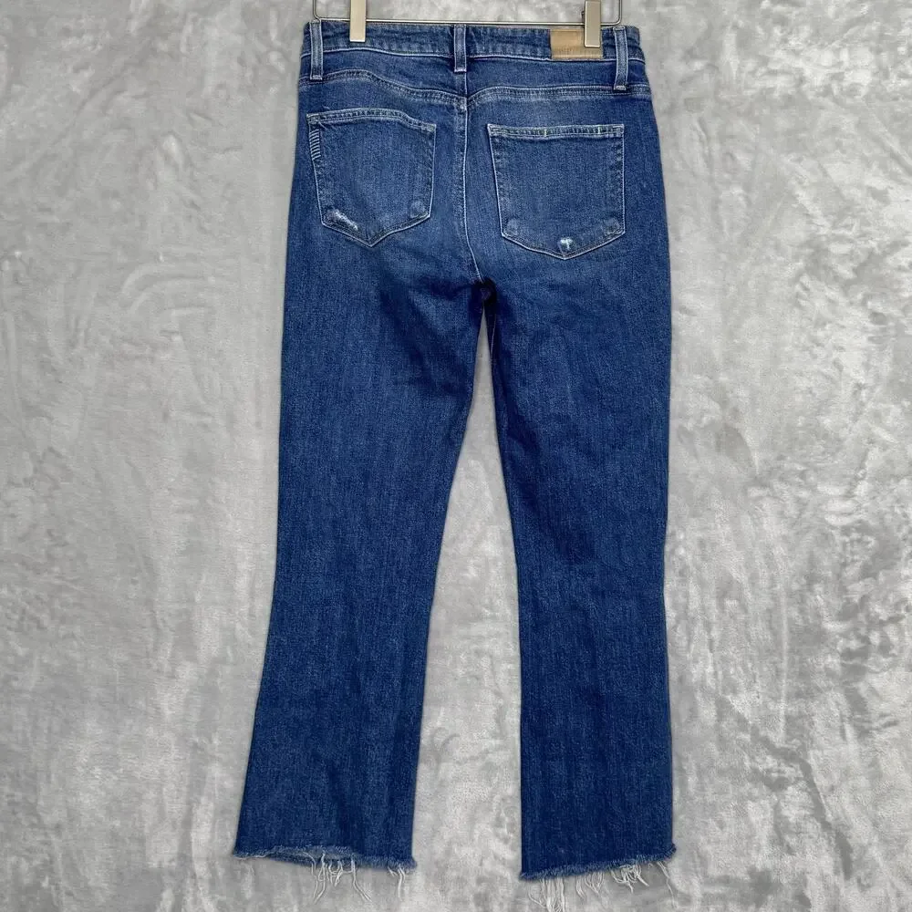 Paige Jeans Womens 27 Colette Crop Flare Blaine Destructed Distressed Raw Hem